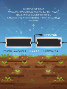 Инфракрасный обогреватель - Тепличный 200 Вт для прогрева грунта (розетка)